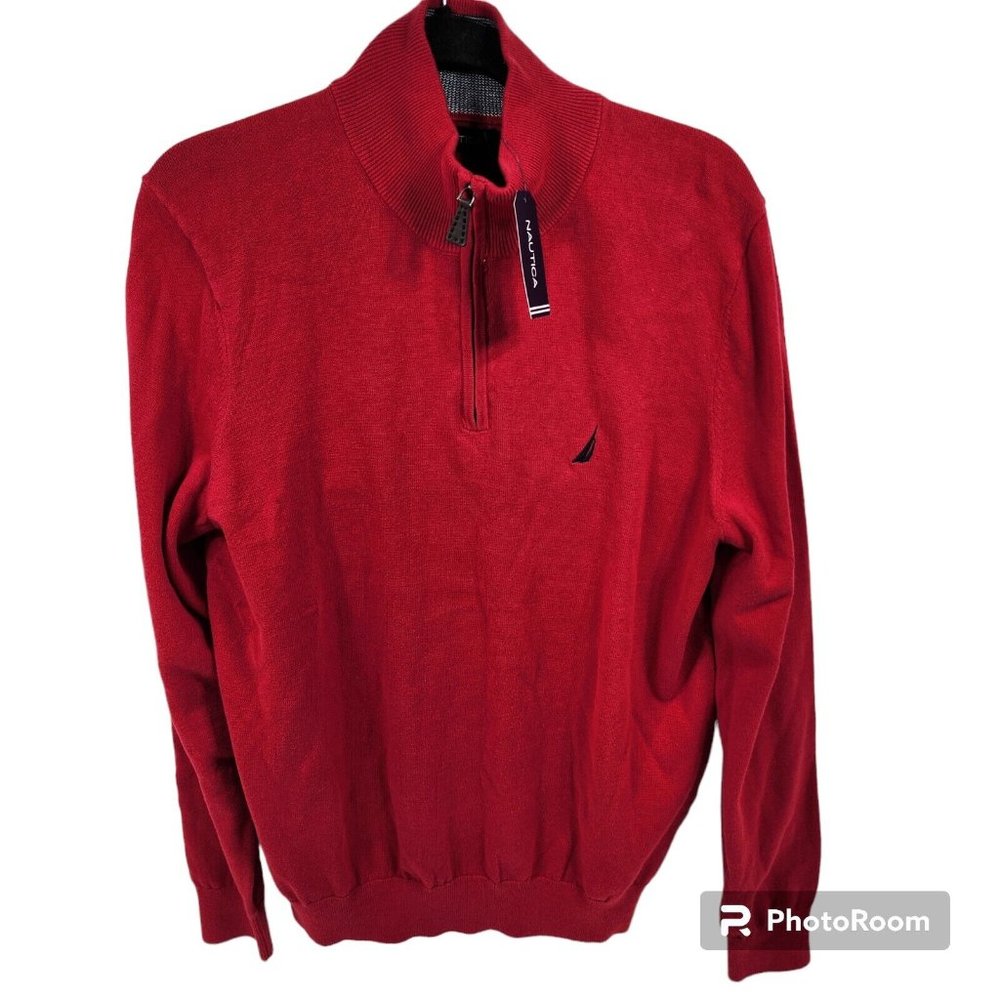 Nautica Cotton 1/4 Quarter Zip Res Pullover Sweater Men's Size Medium NWT